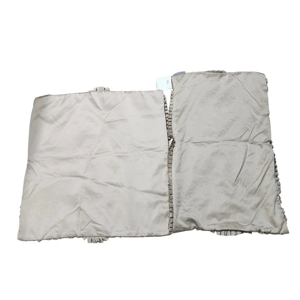 Lili Alessandra Curley Champagne Ruffled Decorative Pillow‎ Shams Set 2